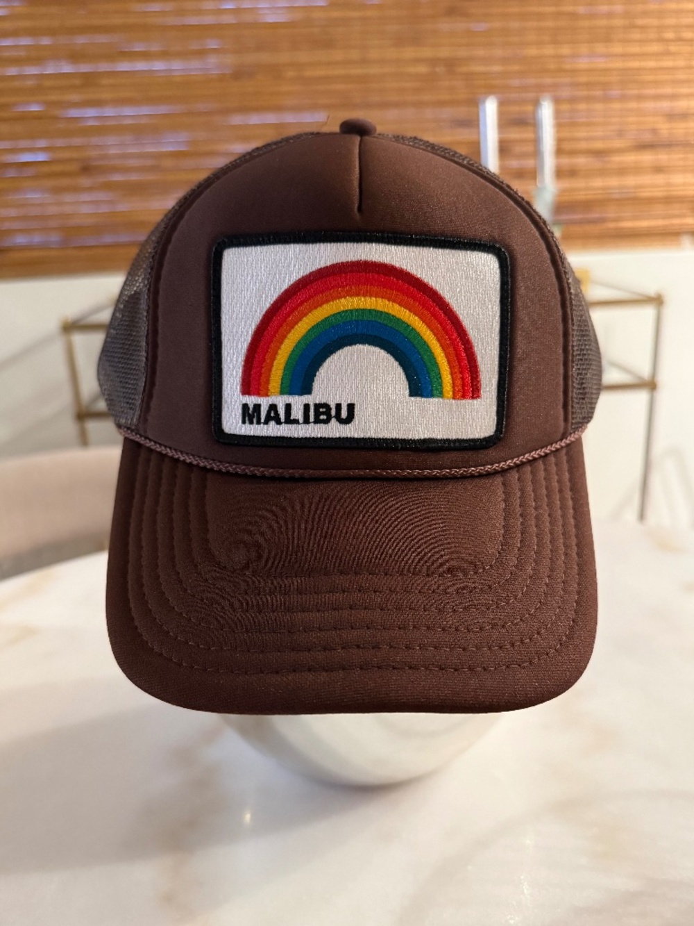 NWOT Aviator Nation Malibu Rainbow Trucker Hat Brown | Mesh Snapback Trucker Hat